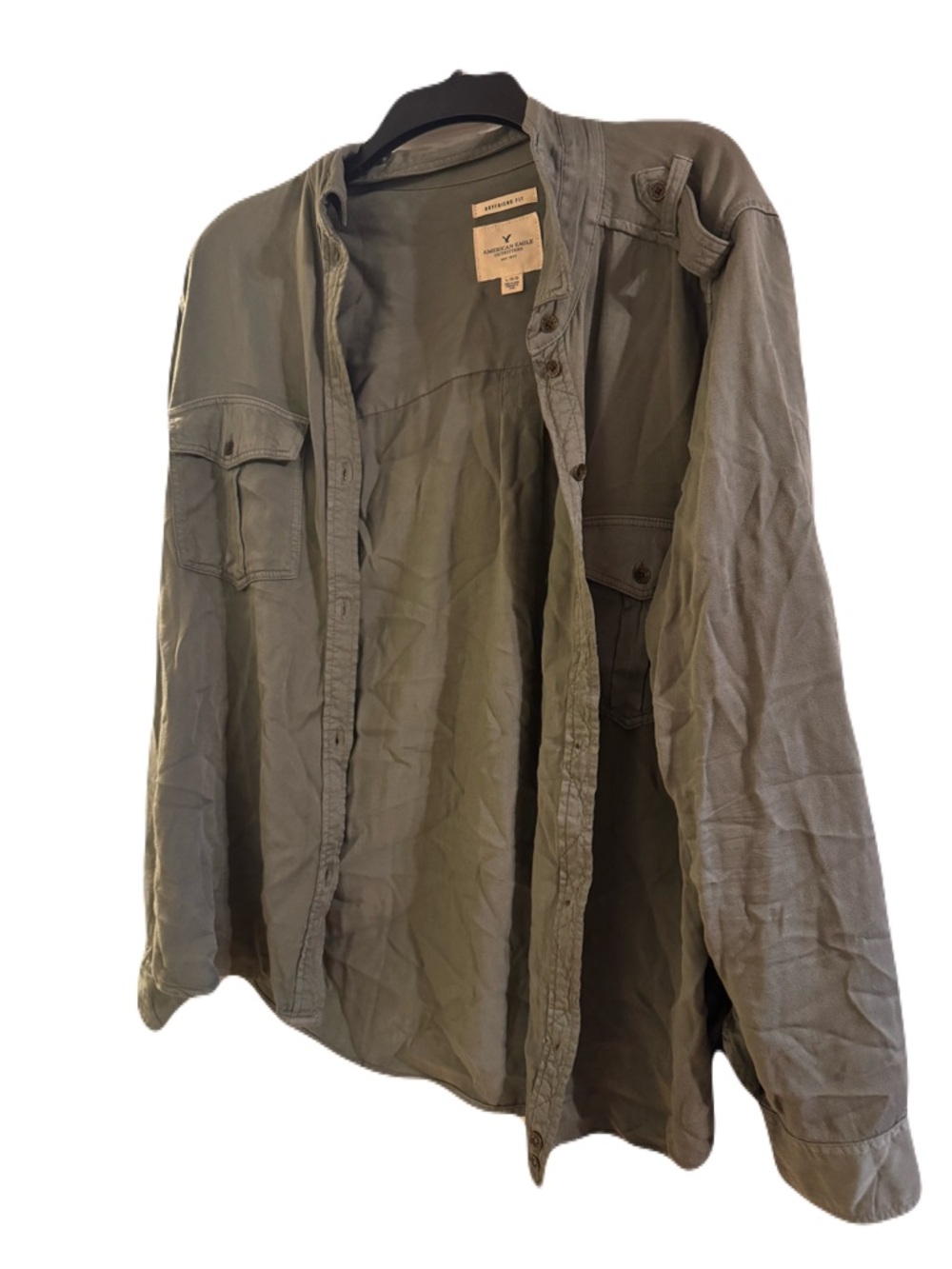 American Eagle Lightweight Olive Green Button-Up Shirt Jacket